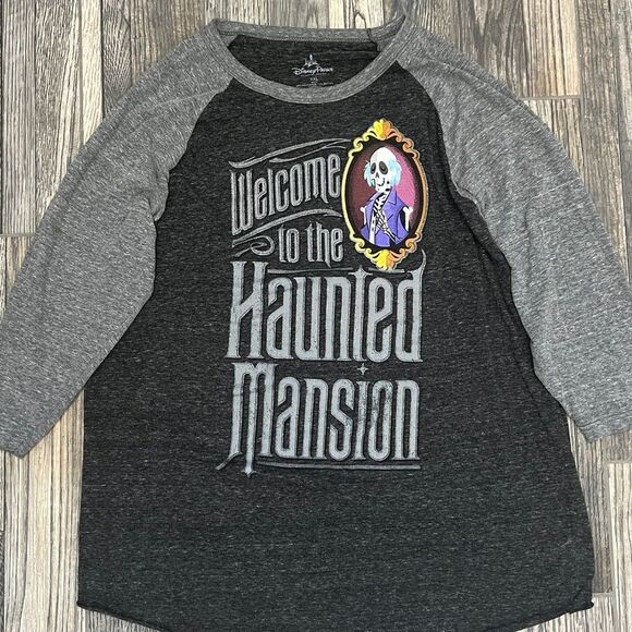 Disney Sweaters - 💀👻🎃 Disney WELCOME TO THE HAUNTED MANSION Halloween Horror Raglan Tee Sz 2XL